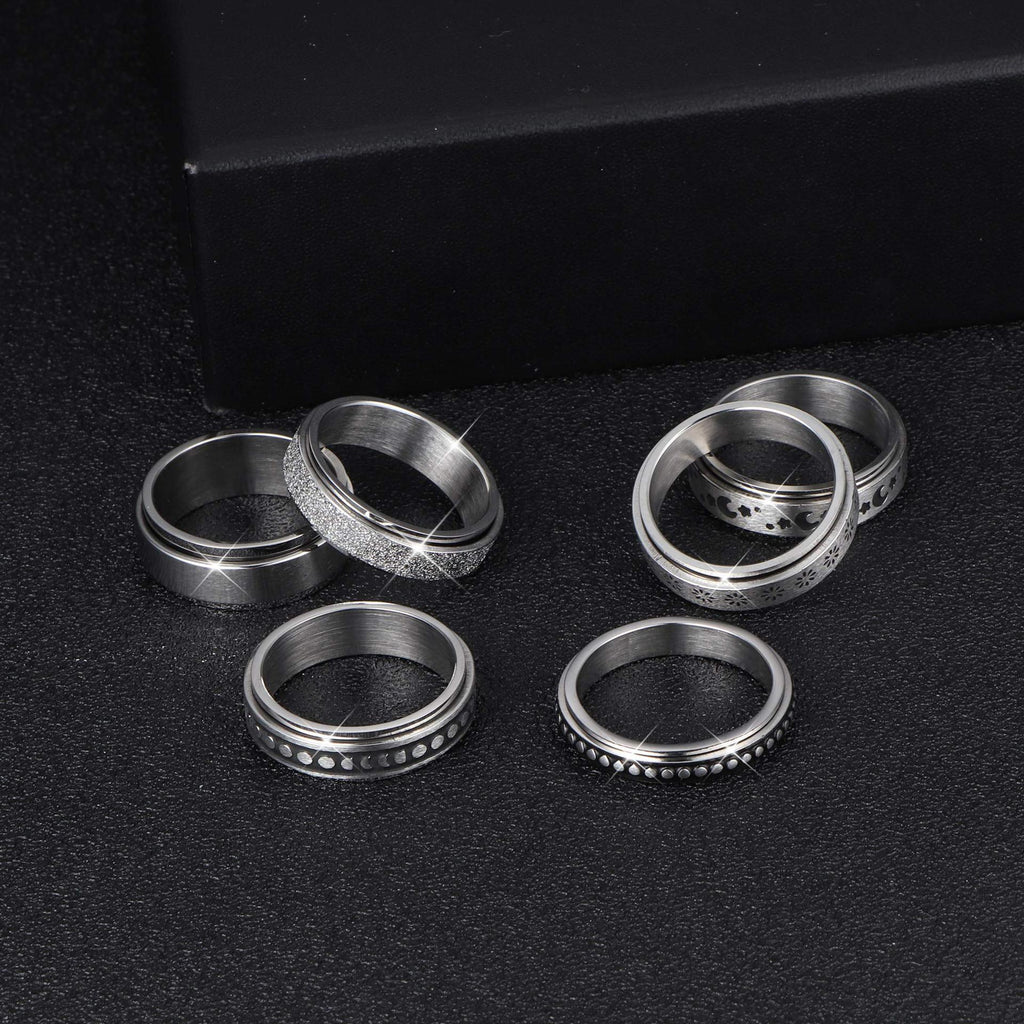 Stainless Steel Spinner Ring – Rotatable Moon & Stars Fidget Ring for Stress Relief (Unisex Vintage Design) What Else You Got?