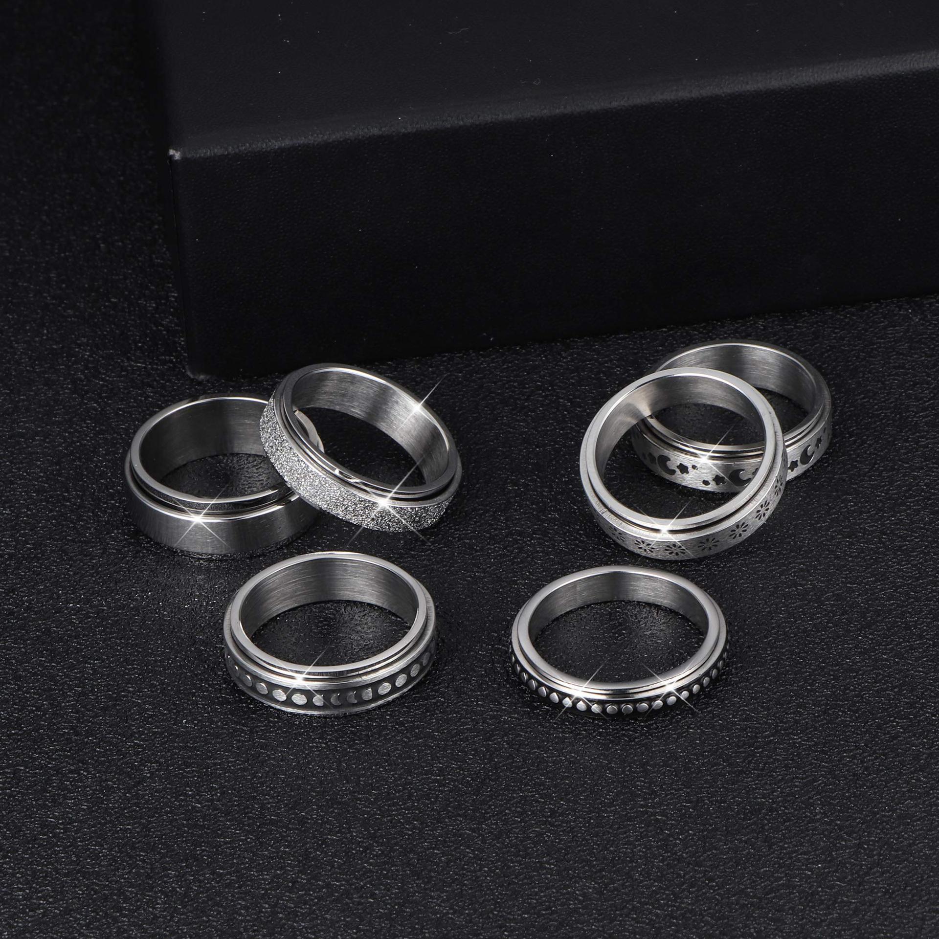 Stainless Steel Spinner Ring – Rotatable Moon & Stars Fidget Ring for Stress Relief (Unisex Vintage Design) What Else You Got?