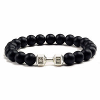 Volcanic Stone Bead Bracelet – Lava Rock Dumbbell Wristband for Men & Women