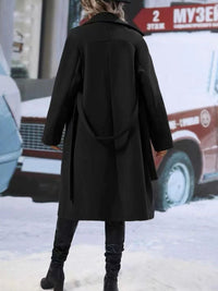 Elegant Double-Breasted Trench Coat – Warm Winter Fashion Jacket with Belt (Women's)