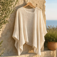 Graceful Women's Knit Cape Blouse - Lightweight Casual Top with Elegant Poncho Design