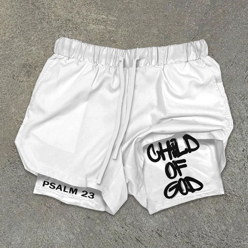Child Of God Print Double Layer Shorts What Else You Got?