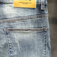Men's Ripped Jeans – Korean Style Retro Blue Denim