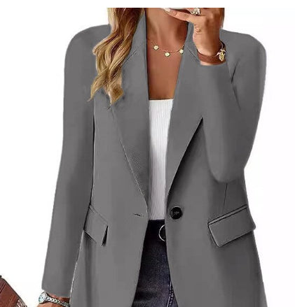 Ins Lapel Button Jacket Fashion Commuter Casual Suit Jacket Women's Long-sleeved Tops Outwear Clothing What Else You Got?