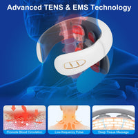 Cordless EMS Neck Massager with Heat - 6 Modes 15 Intensity Levels, Remote Control