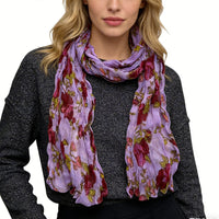 2pcs Vibrant Crinkle Magenta Printed Polyester Texture Scarf