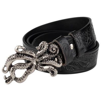 Men's Embossed Octopus Pattern Leather Belt
