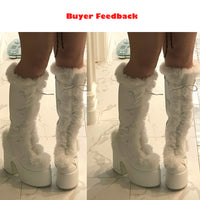 Elegant Women's Thick Heel Fur Boots - Stylish & Comfortable for Every Occasion