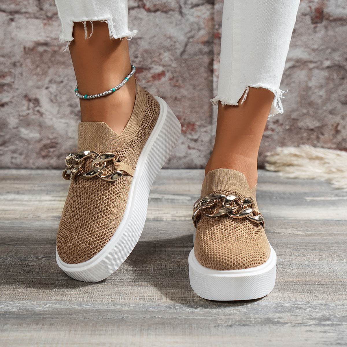 Women's Chain Detail Breathable Mesh Flats 2026 | Trendy Jelly Flat Shoes – Summer Fashion Sizes 5-10 What Else You Got?