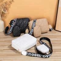 Embroidered Crossbody Bag Set – PU Leather Shoulder Bag with Mini Pouch