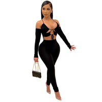 Elegant Modest Pantsuit with Long Sleeves & Strapless Straps - Black/Khaki - Christian Workwear