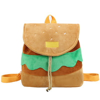 Adorable Hamburger Plush Backpack - Cute Cartoon Burger Coin Purse for Kids & Girls - Soft School Bookbag