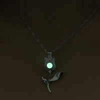 Glow-in-the-Dark Rose Necklace – Hollow Floral Pendant for Women & Girls