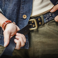 Vintage Genuine Cowhide Leather Belt for Men – Classic Distressed Pin-Buckle Waist Belt