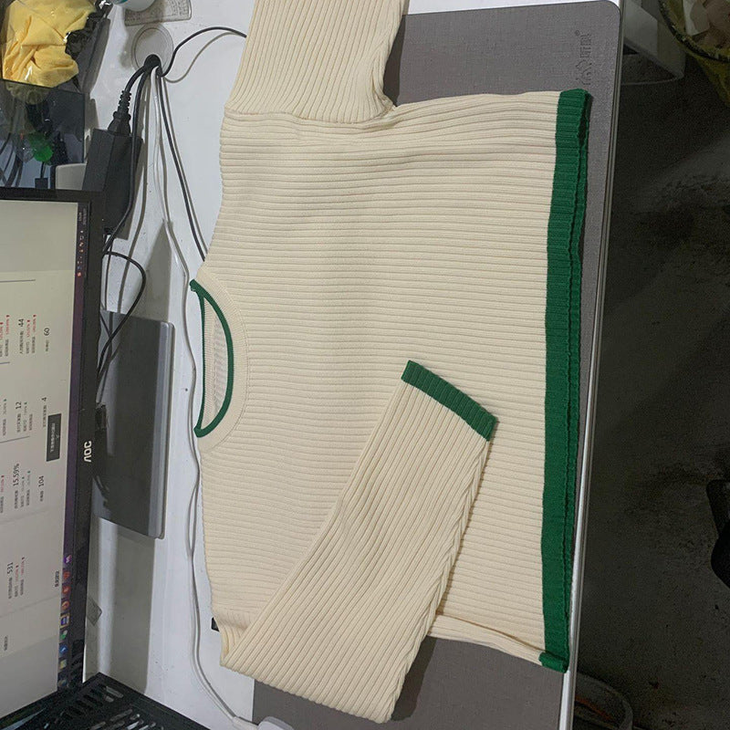Winter Idle Style Contrast‑Color Knit Suit (Top + Pants) What Else You Got?