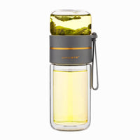 Elegant Glass Tea Infuser Bottle - Leakproof, Double-Wall, BPA-Free & Heat-Resistant (400-450ml)