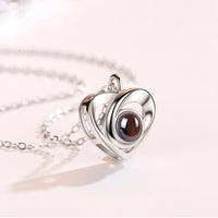 Eternal Love Keepsake: S925 Sterling Silver Heart Photo Projection Necklace - Perfect Romantic Gift for Her