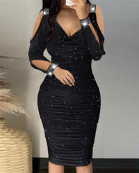 Women's Black Hooded Long-Sleeve Maxi Dress