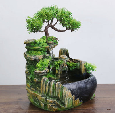 Zen Desk Fountain & Humidifier – Mini Rockery Water Feature with Optional Mist for Home & Office