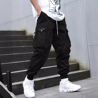 Versatile Multi-Pocket Cargo Pants for Men - Comfortable Streetwear with Drawstring Waist