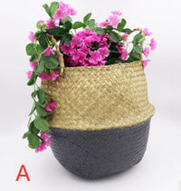 Boho Seagrass Belly Basket – Handwoven Organizer for Plants, Laundry & Toys | Natural Storage Basket