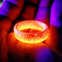 Glowing In The Dark Wedding Engagement Rings - Luminous Purple Blue Ring Set - Glittering Jewelry For Her & Him