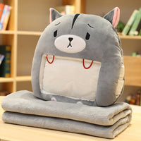 Cozy Winter Hand Warmer Pillow with Blanket & Phone Holder – Cute Animal Cushion for Cold Days