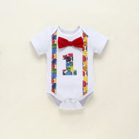 Adorable Biblical-Themed Baby Romper for Summer - Soft Cotton Outfit with Dinosaur & Dot Prints