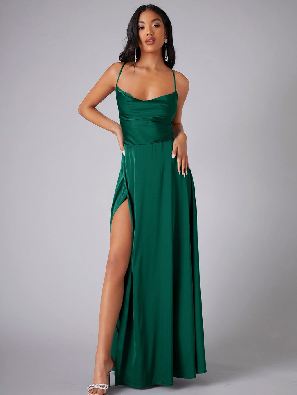 Summer Sexy Slimming Backless Strap Long Split Dress Women's Fashion High Waist Belted Gown V-neck What Else You Got?