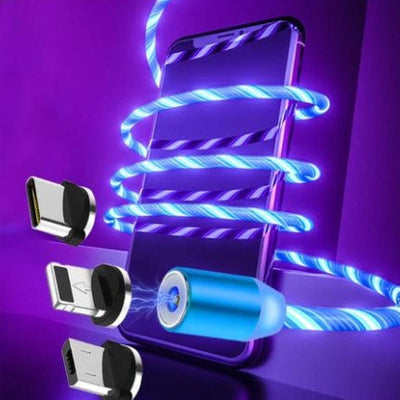 Magnetic Fast-Charging Cable with LED Flowing Light – 2.1A USB Cable for iPhone & Android