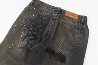 Fashion Dark Skull Cross Jeans For Men