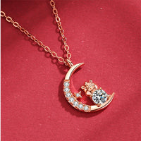 Celestial Grace: Chinese Zodiac Moon & Star Pendant Necklace – S925 Silver