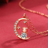 Celestial Grace: Chinese Zodiac Moon & Star Pendant Necklace – S925 Silver