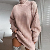 Cozy Winter Turtleneck Sweater Dress - Warm & Stylish Women's Knitwear