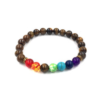 8mm Volcanic Stone Chakra Bracelet – Rainbow Agate Healing Jewelry for Energy Balance & Spiritual Wellness