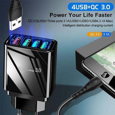 4-Port USB Fast Charging Power Bank Adapter - Illuminate Your Faith & Devices!