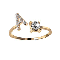 Custom Adjustable Initial Letter Ring – Personalized Jewelry for Women