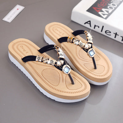 Women's Rhinestone Flip Flops – Lightweight Non-Slip Sandals