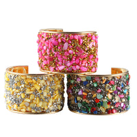 Rhinestone natural stone club bracelet