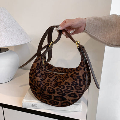 Leopard Print Crossbody Bag – Soft Oxford Dumpling Shoulder Purse