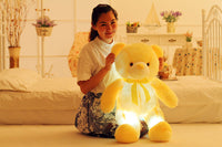 Glowing LED Teddy Bear Plush Toy - Colorful Light Up Christmas Gift for Kids & Pillow - 7+ Light Modes