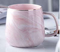Pink & Grey Marble Ceramic Couple Mug – Breakfast & Coffee Mug for Two