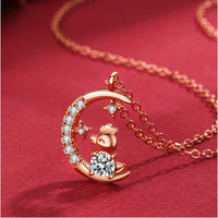 Celestial Grace: Chinese Zodiac Moon & Star Pendant Necklace – S925 Silver