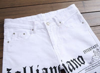 Vintage Streetwear Denim Jeans - Bold Newspaper Print for Men & Women