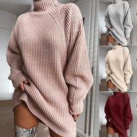 Cozy Winter Turtleneck Sweater Dress - Warm & Stylish Women's Knitwear