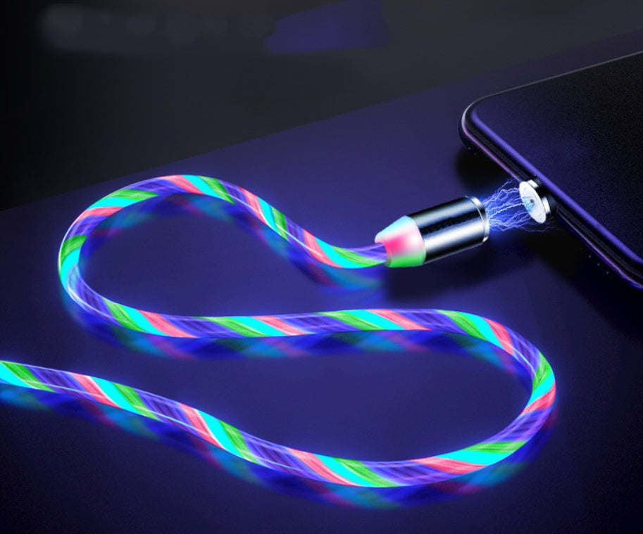 Magnetic Streaming Fast‑Charging Cable – 3‑in‑1 LED Flowing Light Cable for iPhone / Android / Type‑C What Else You Got?