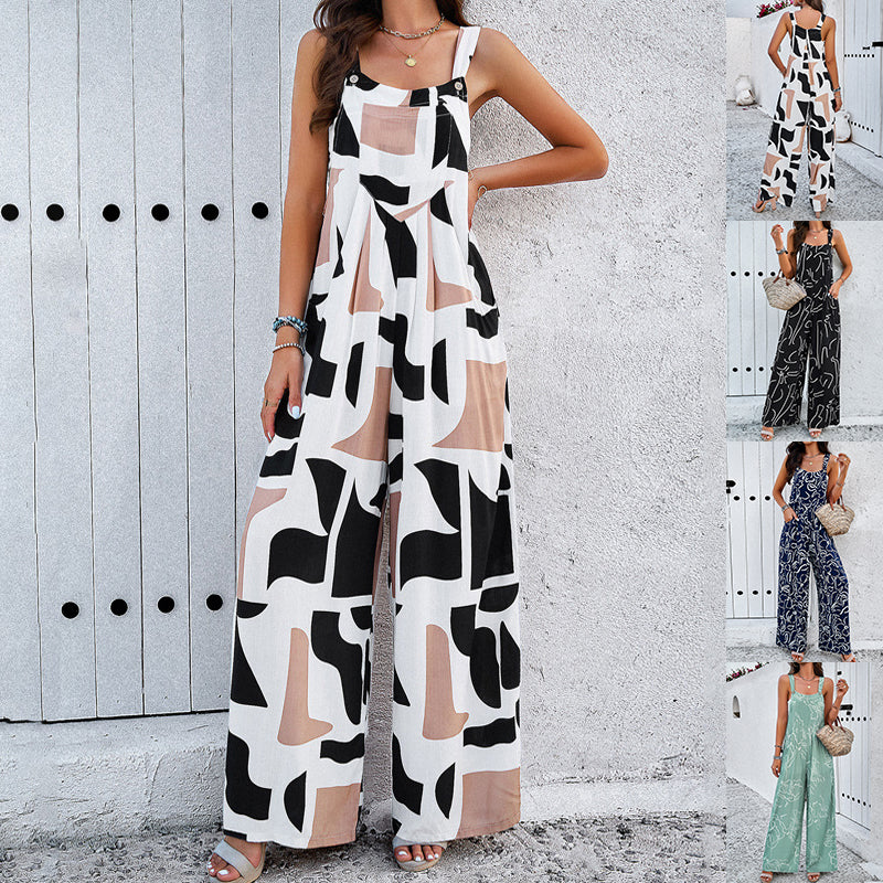 Graceful & Stylish Square Neck Jumpsuit with Pockets - Effortless Spring/Summer Fashion for Women
