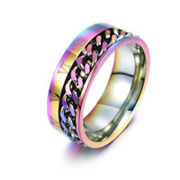 Men’s Roman Numeral Spinner Ring – Titanium Steel Fidget Chain Band, Punk & Couple Jewelry