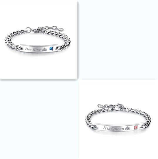 His Queen Her King Couple Bracelet Set – Black Rose Gold Crystal Chain Matching Jewelry What Else You Got?