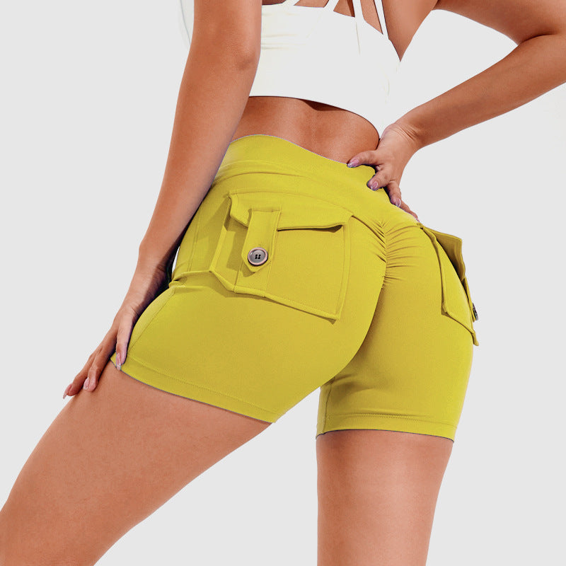 High Waist Hip Lifting Shorts With Pockets Quick Dry Yoga Fitness Sports Pants Summer Women Clothes What Else You Got?